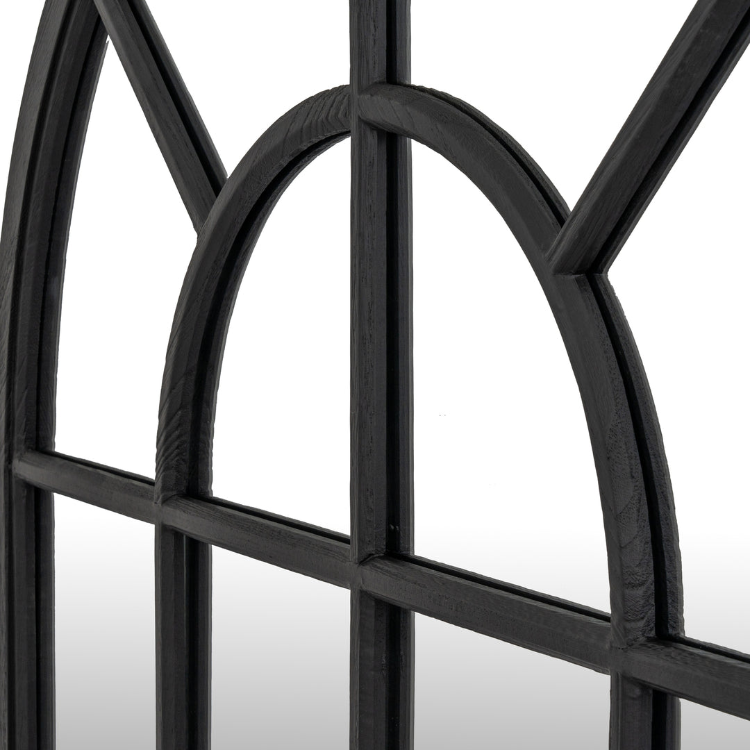 Black Wood Arched Window Mirror