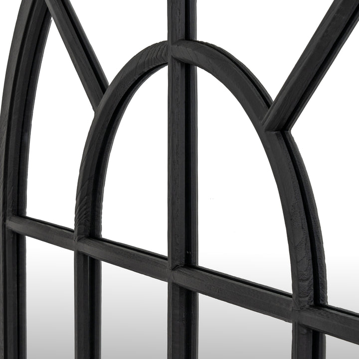 Black Wood Arched Window Mirror