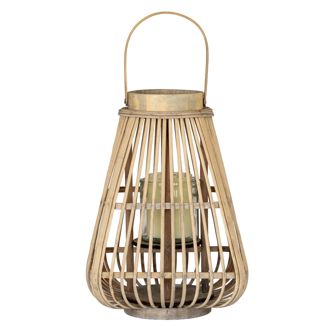 Medium Peardrop Wicker Lantern With Glass Holder by Hill Interiors