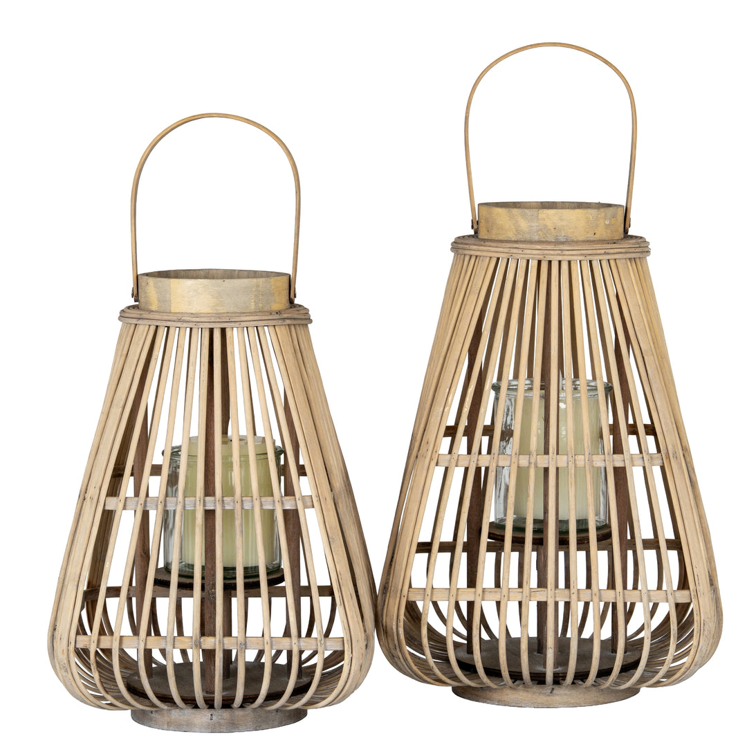 Medium Peardrop Wicker Lantern With Glass Holder by Hill Interiors
