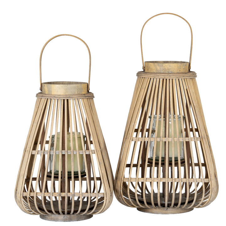 Medium Peardrop Wicker Lantern With Glass Holder by Hill Interiors