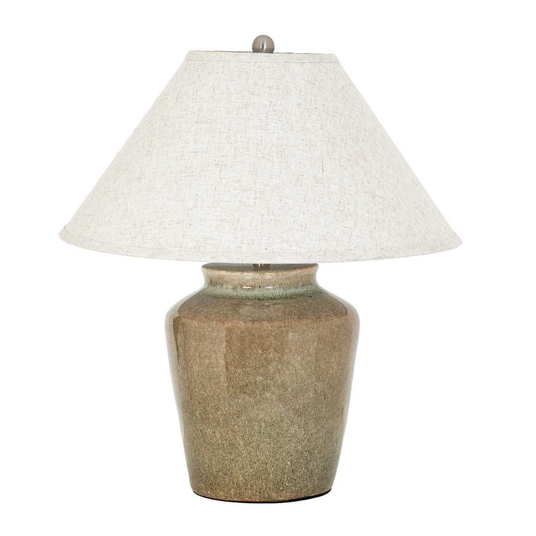 Mottura Ceramic Table Lamp With Edged Linen Shade by Hill Interiors