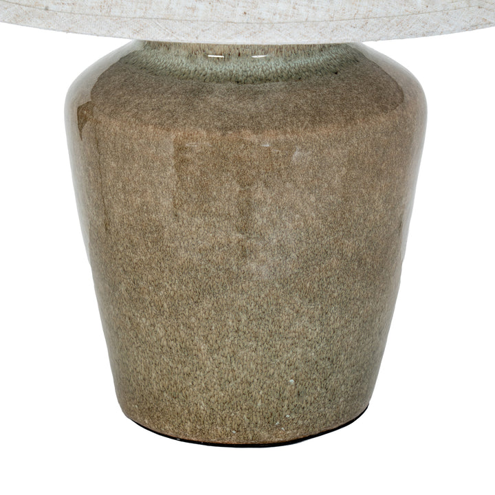 Mottura Ceramic Table Lamp With Edged Linen Shade by Hill Interiors