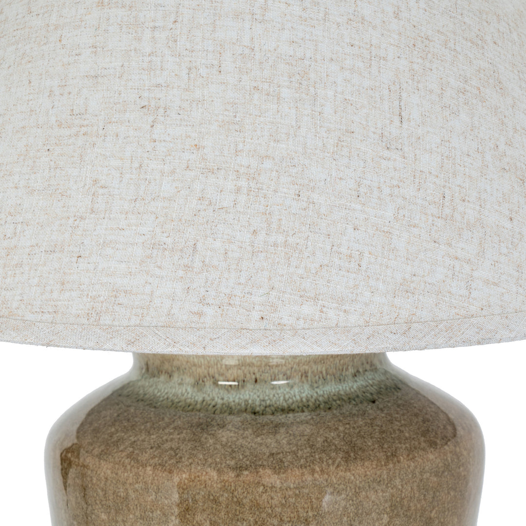 Mottura Ceramic Table Lamp With Edged Linen Shade by Hill Interiors