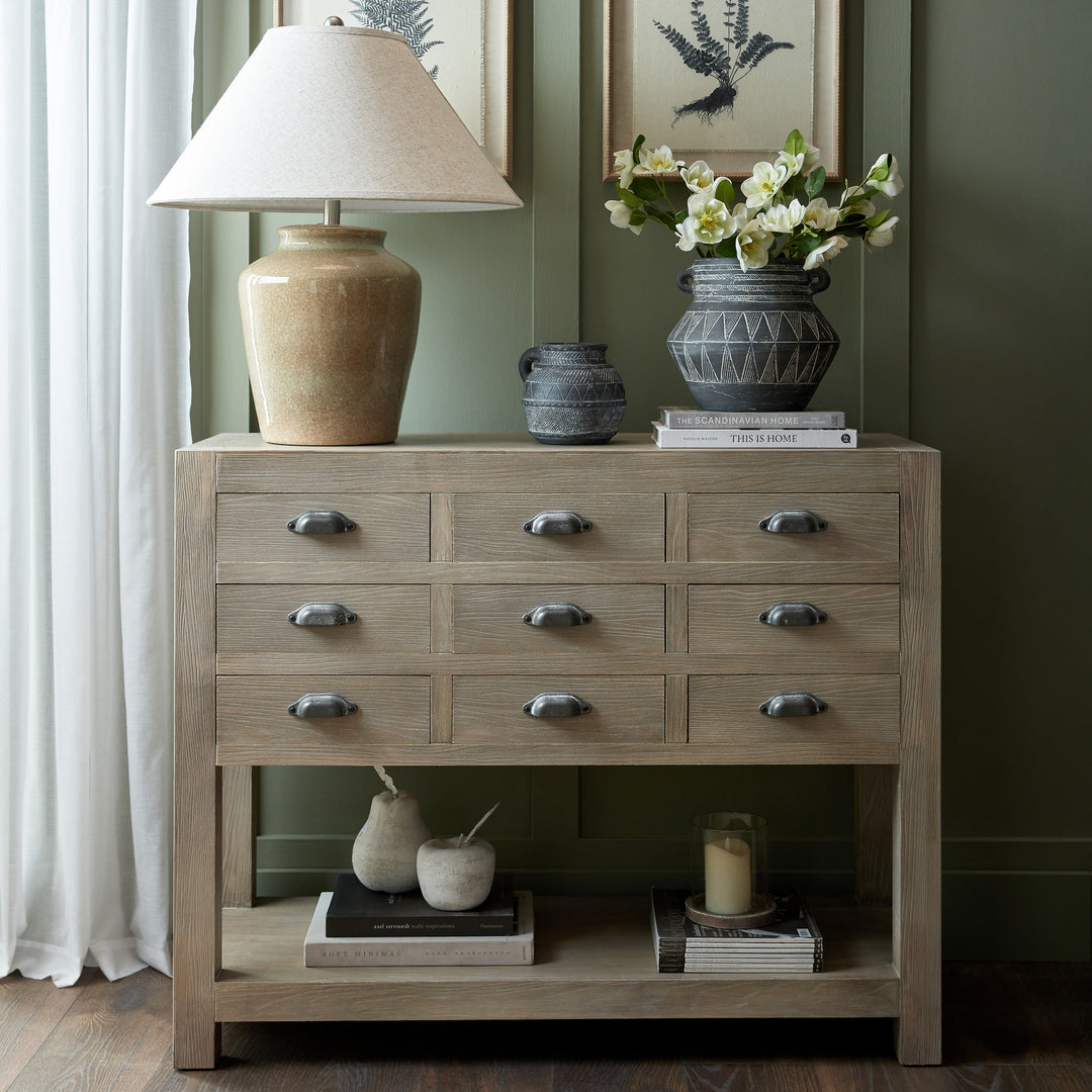 Mottura Ceramic Table Lamp With Edged Linen Shade by Hill Interiors