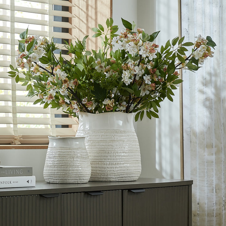 Tava Wide Hewn Vase by Hill Interiors