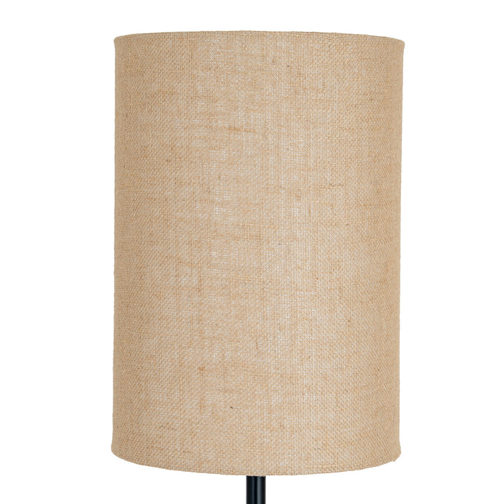 Black Cannon Floor Lamp With Hessian Shade