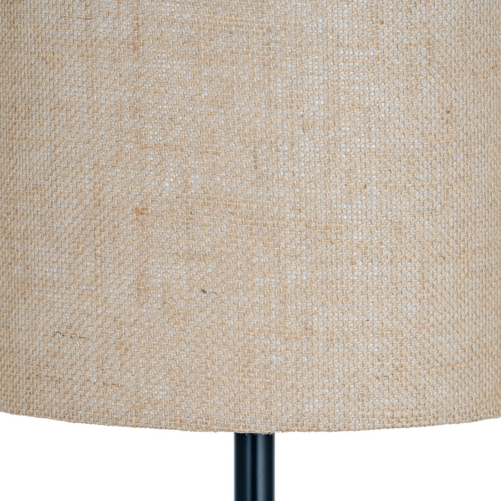 Black Cannon Floor Lamp With Hessian Shade