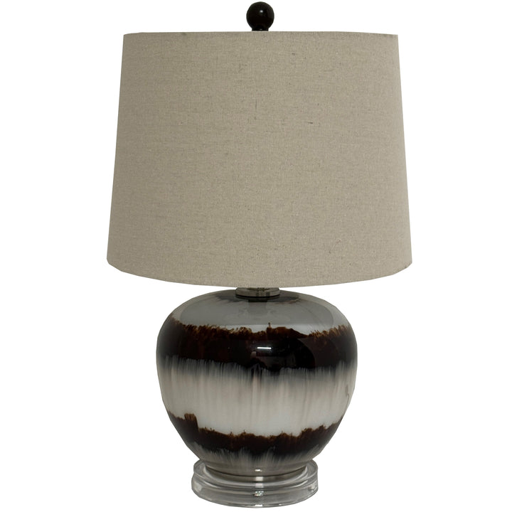 Sepia Shadows Squat Table Lamp With Linen Shade by Hill Interiors