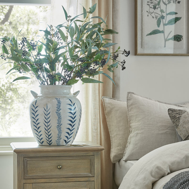 Blue Flora Amphora Vase by Hill Interiors