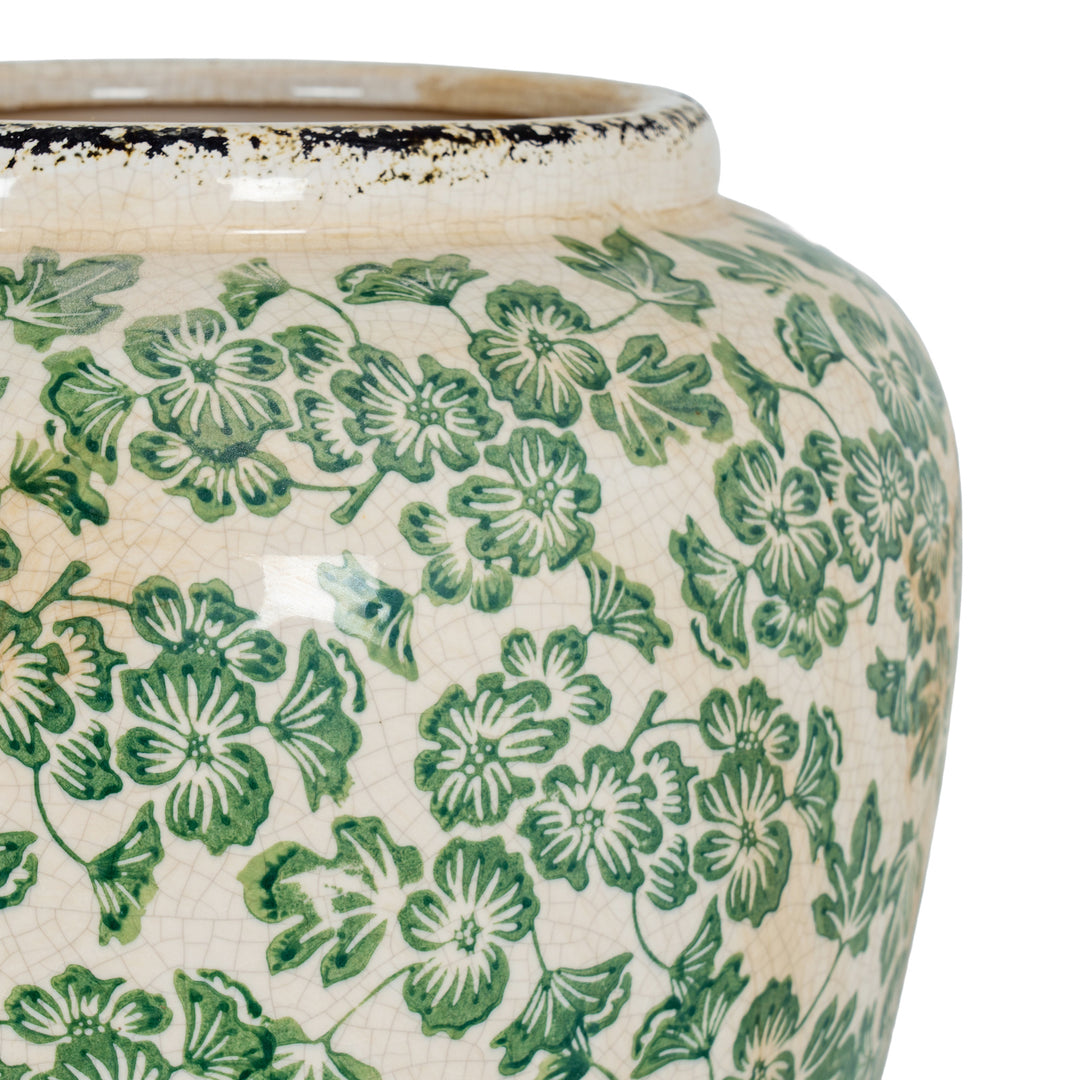 Large Green Clover Olpe Vase by Hill Interiors