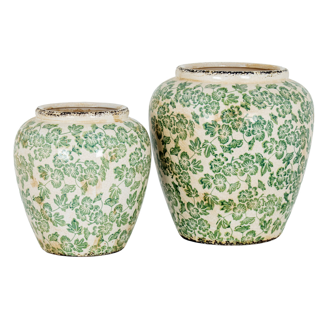 Large Green Clover Olpe Vase by Hill Interiors