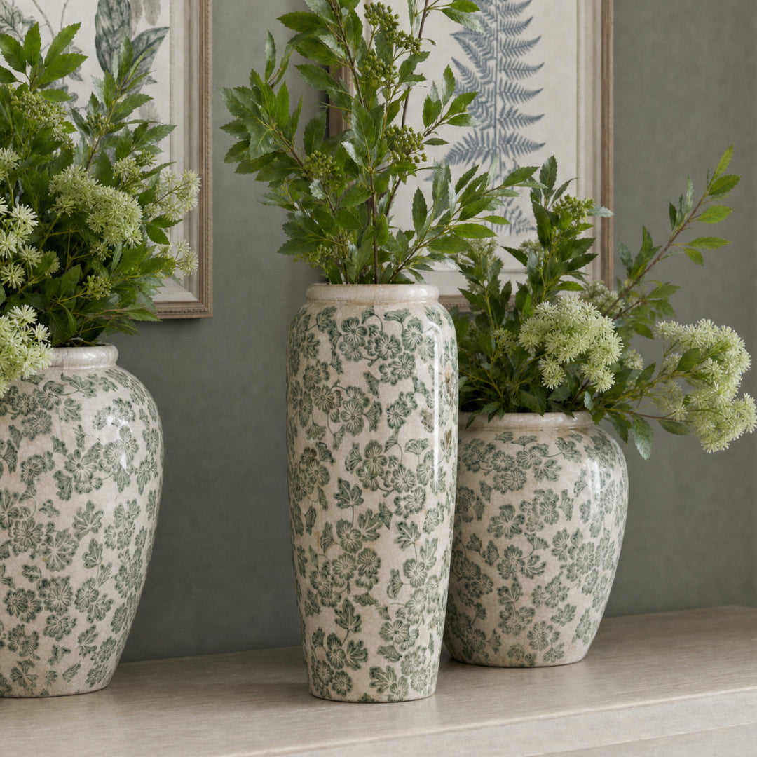 Large Green Clover Tall Olpe Vase by Hill Interiors