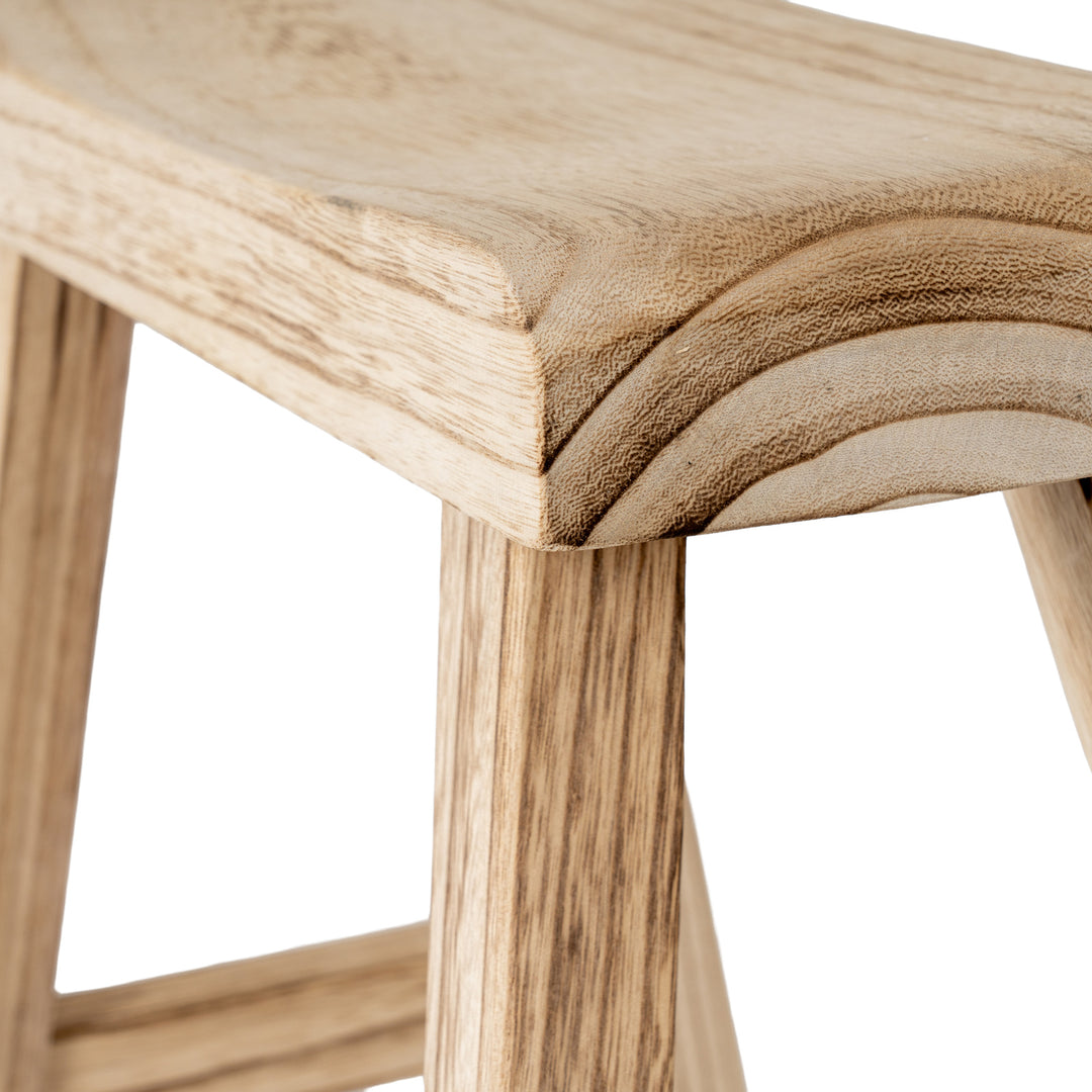 Large Wooden Artisan Stool by Hill Interiors
