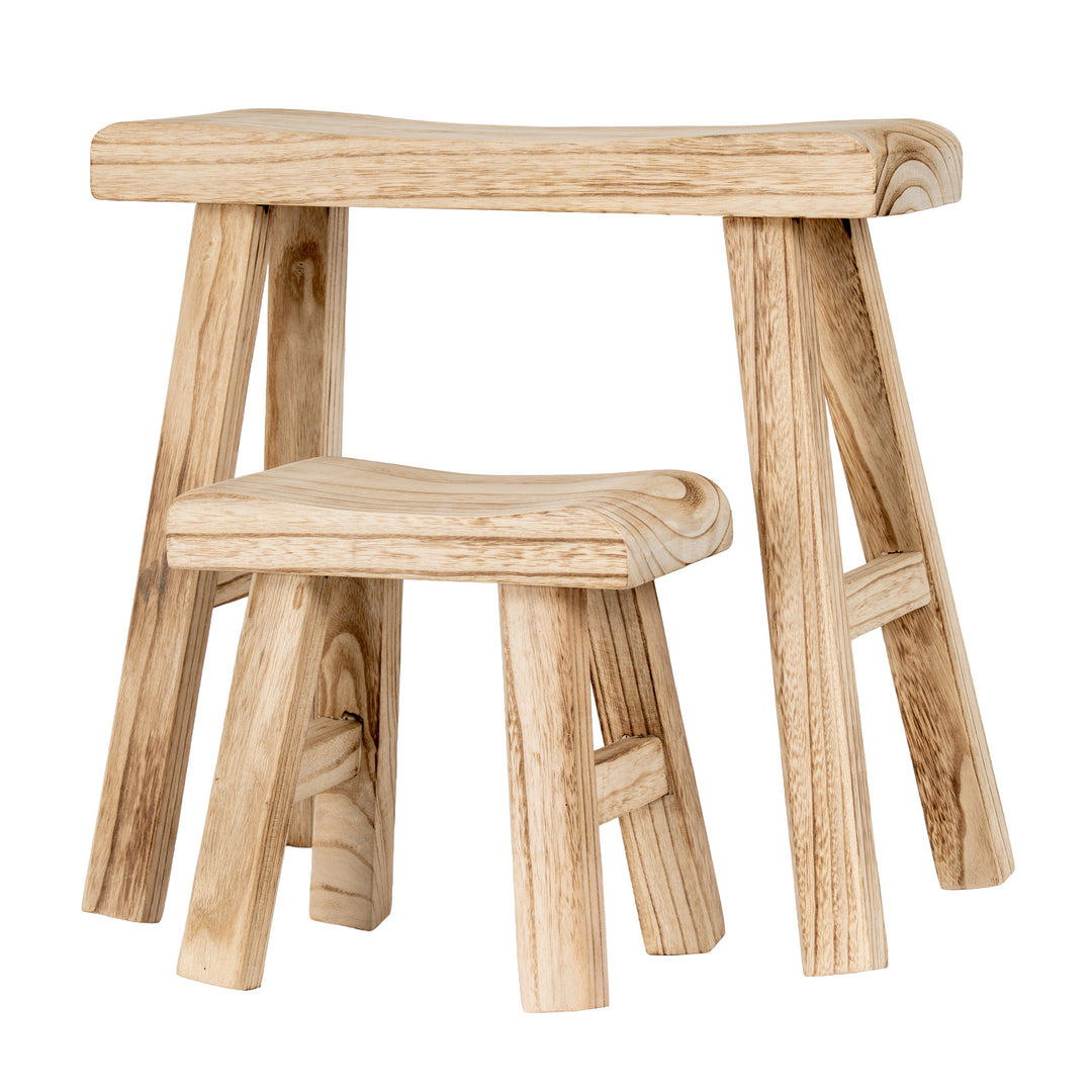 Large Wooden Artisan Stool by Hill Interiors