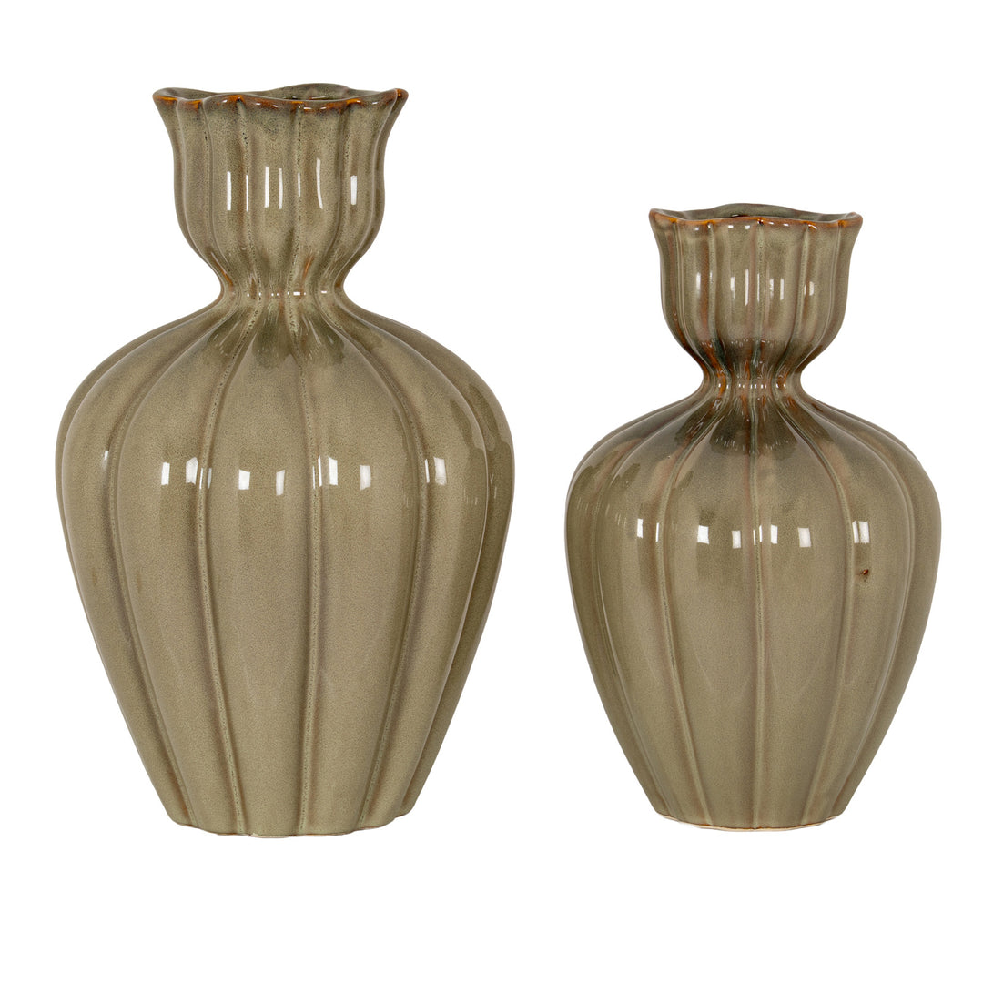Orin Small Sage Tulip Olpe Vase by Hill Interiors