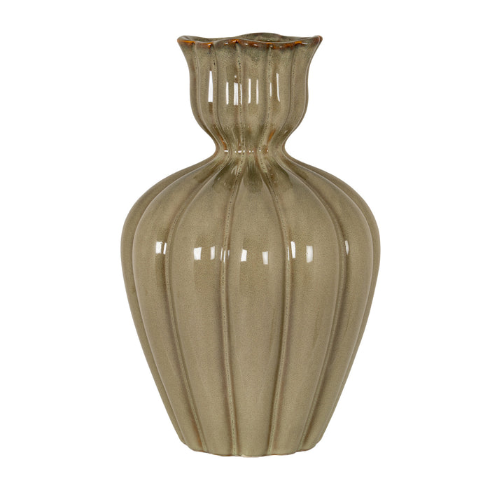 Orin Small Sage Tulip Olpe Vase by Hill Interiors