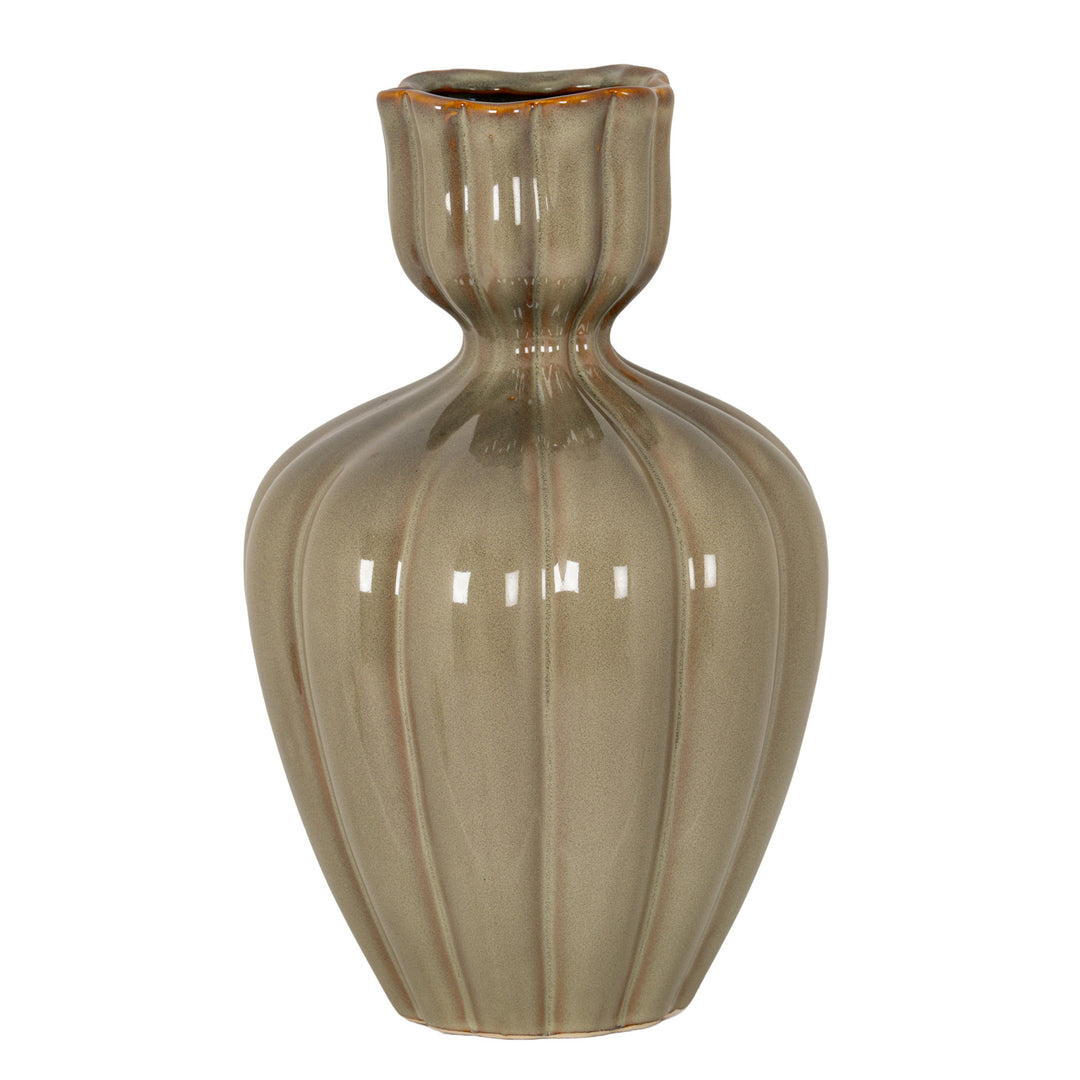 Orin Large Sage Tulip Olpe Vase by Hill Interiors