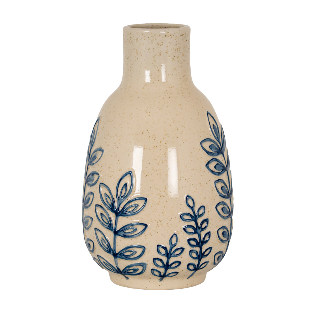 Blue Leaf Medium Ceramic Bottle Vase by Hill Interiors