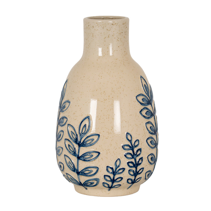 Blue Leaf Medium Ceramic Bottle Vase by Hill Interiors