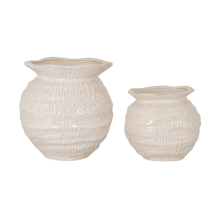 Wavy Rim Small Round Vase by Hill Interiors