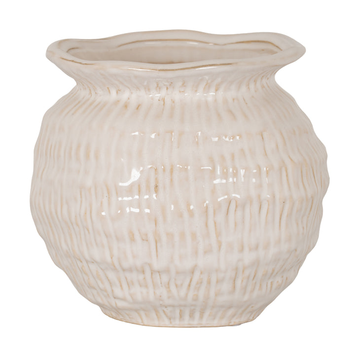Wavy Rim Small Round Vase by Hill Interiors