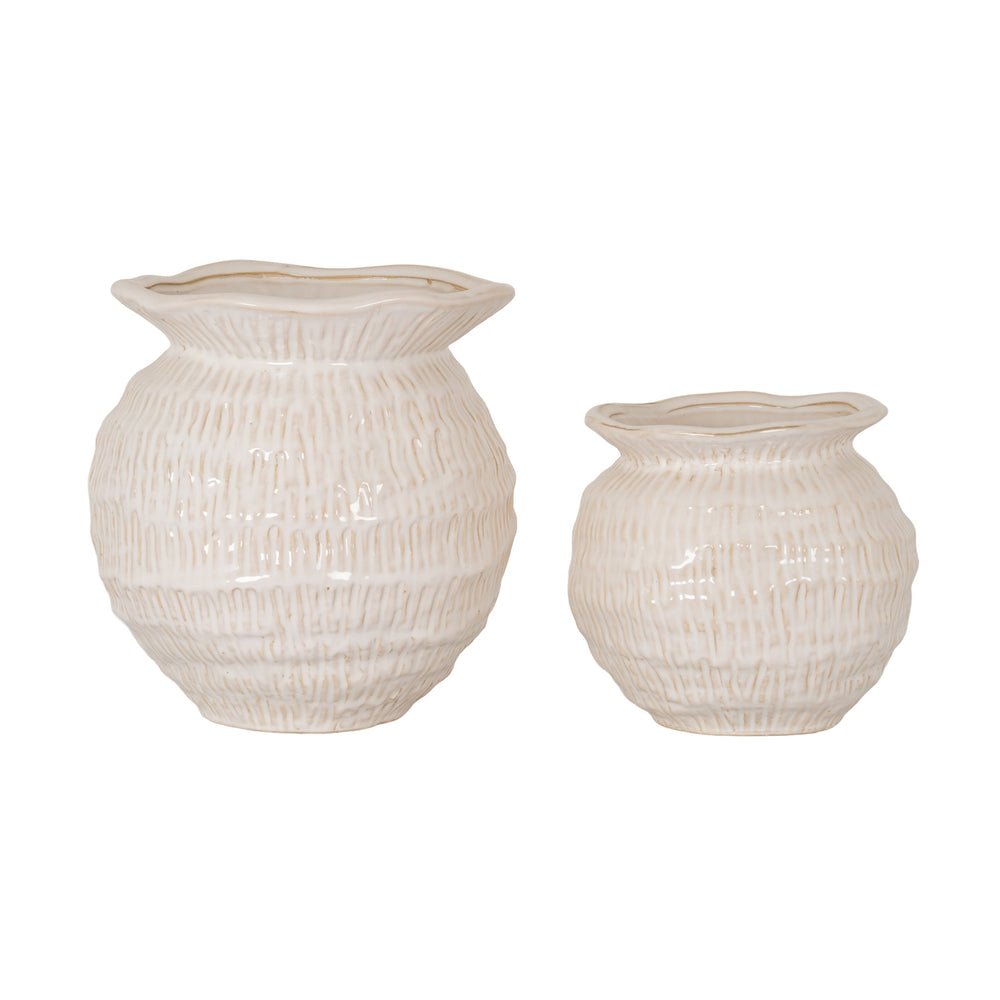Wavy Rim Medium Round Vase