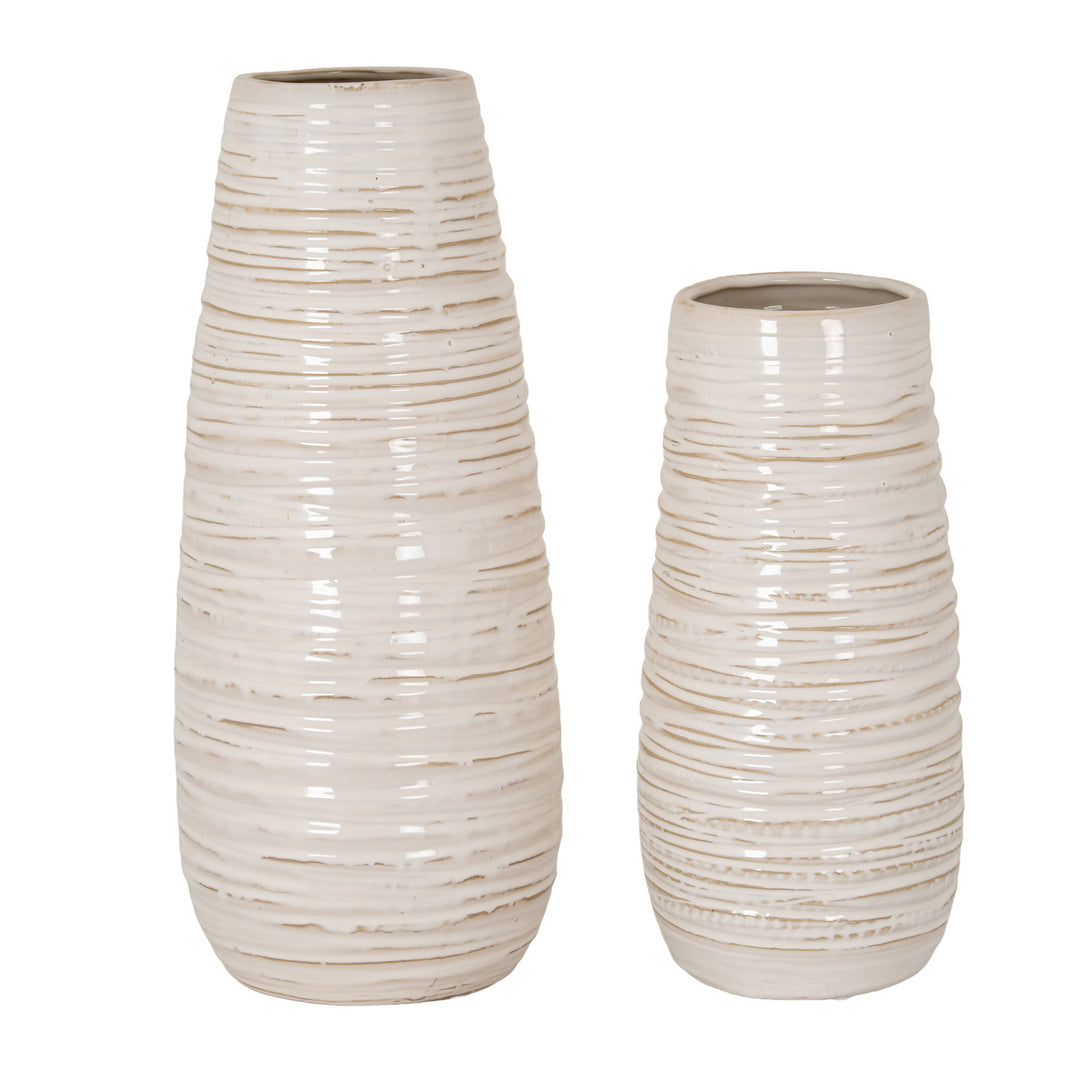 Medium Ribbed Ceramic Column Vase by Hill Interiors