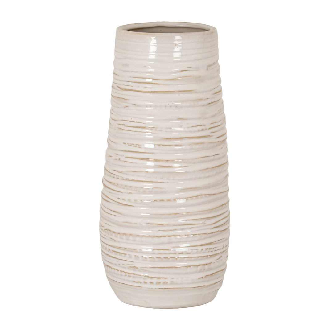 Medium Ribbed Ceramic Column Vase by Hill Interiors