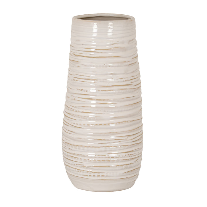 Medium Ribbed Ceramic Column Vase by Hill Interiors