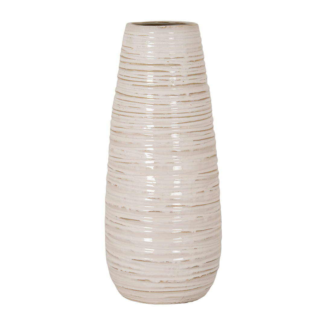 Large Ribbed Ceramic Column Vase by Hill Interiors