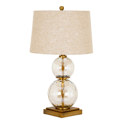 Savoy Glass And Gold Finished Table Lamp With Linen Shade