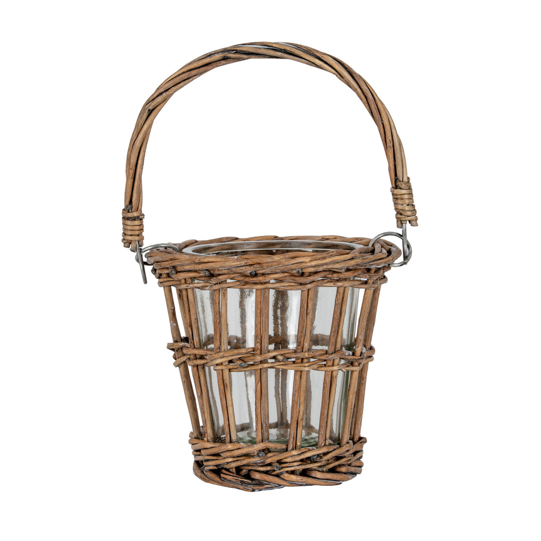 Briar Collection Wicker Basket Lantern With Handle