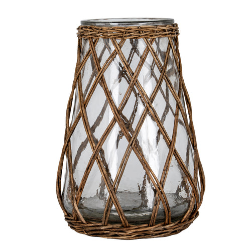 Briar Collection Large Wicker Pillar Lantern