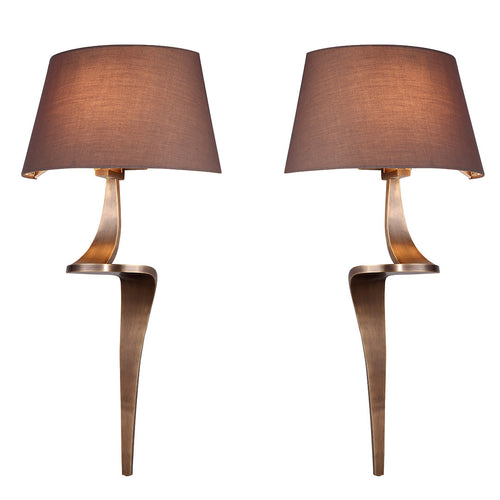 Nero Pair of Antique Brass Wall Lamps