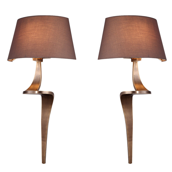 Nero Pair of Antique Brass Wall Lamps