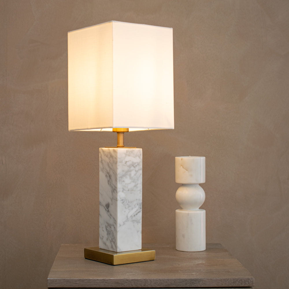 Pax White Marble Table Lamp Roomset