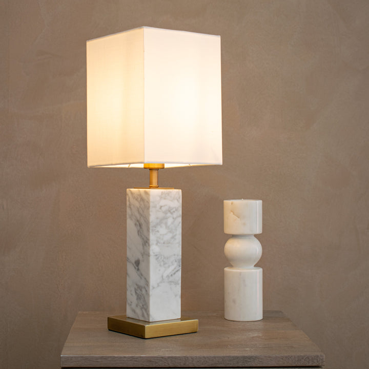 Pax White Marble Table Lamp Roomset