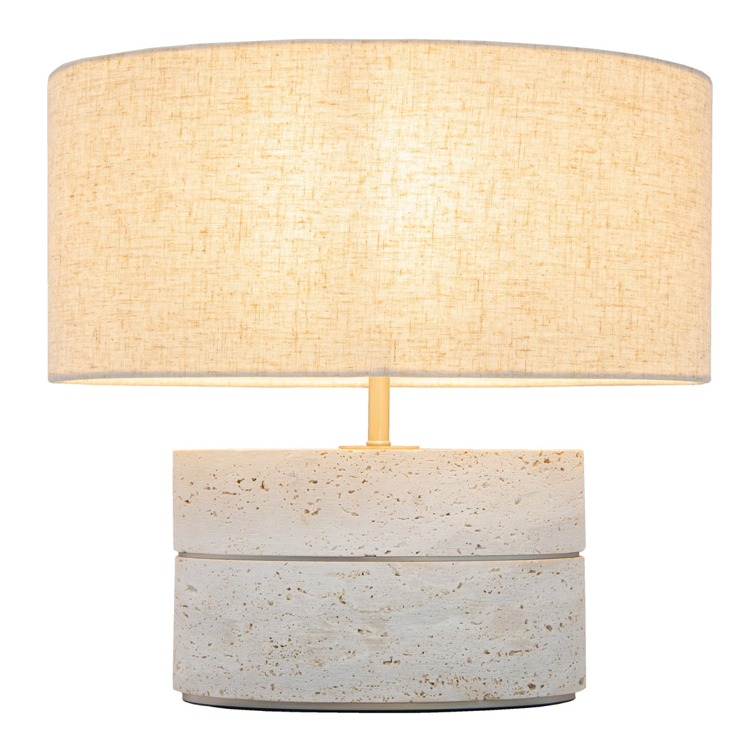 Nives Table Lamp travertine nickel with shade