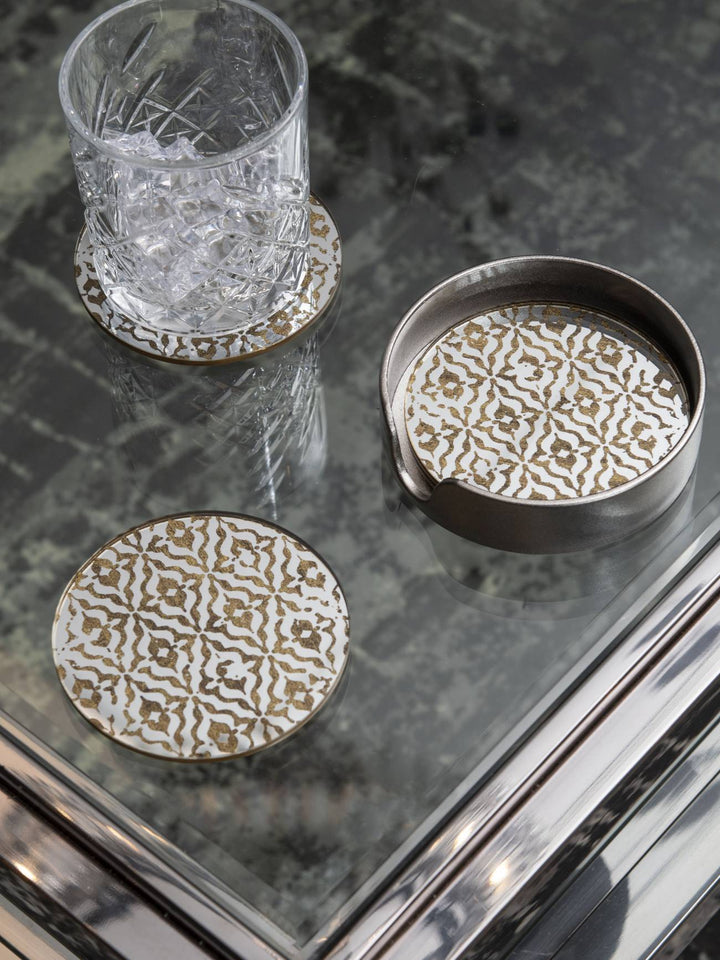 Vienna Antique Gold Set Of 4 Diamond Coasters