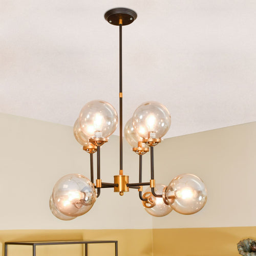 Mercer Glass Bubble Black And Brass Chandelier - E14 25W