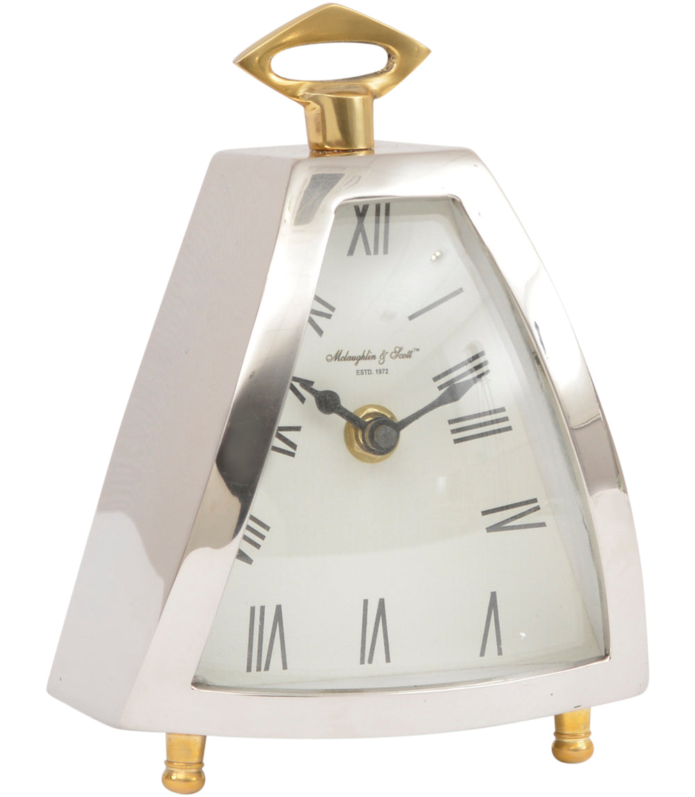Isosceles Nickel Curved Front Mantel Clock Small