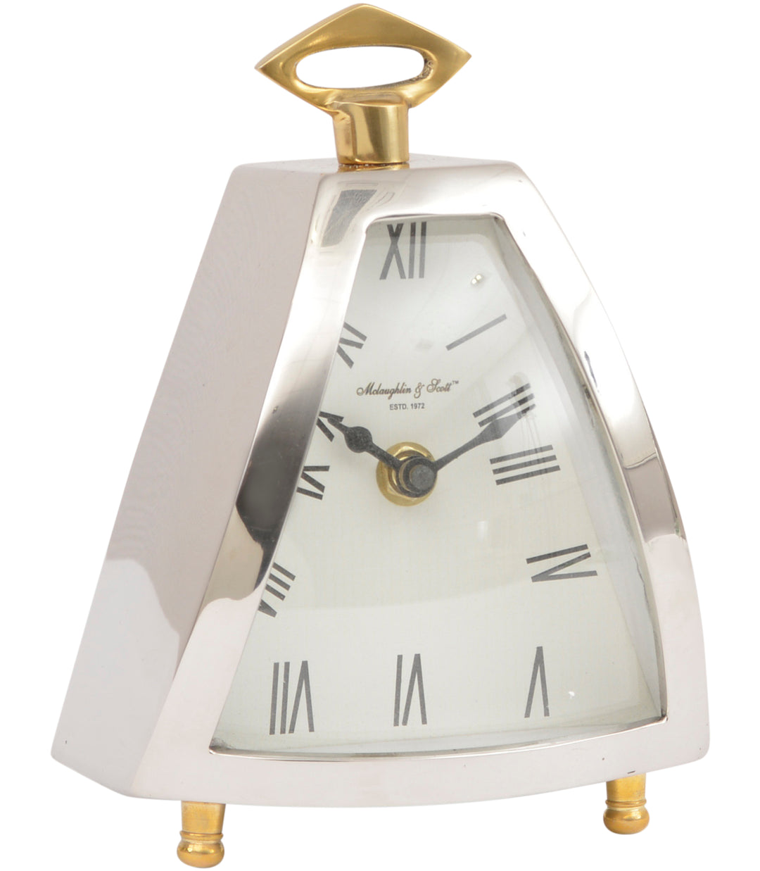 Isosceles Nickel Curved Front Mantel Clock Small