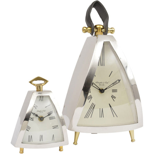 Isosceles Nickel Curved Front Mantel Clock Large