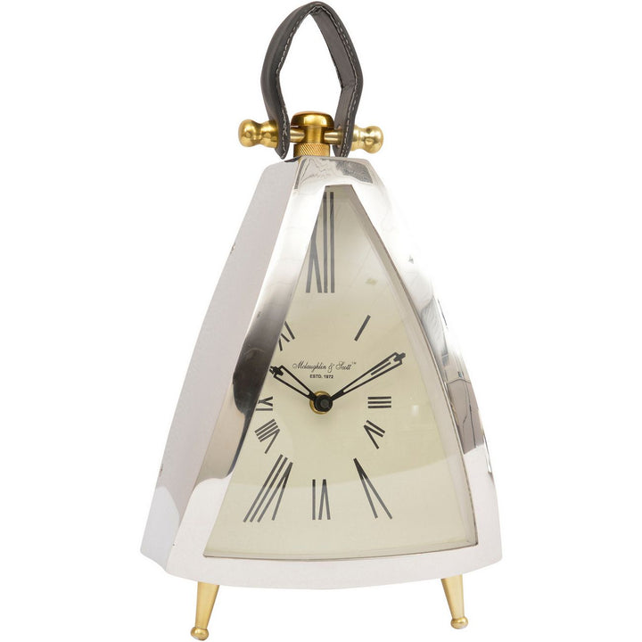 Isosceles Nickel Curved Front Mantel Clock Large