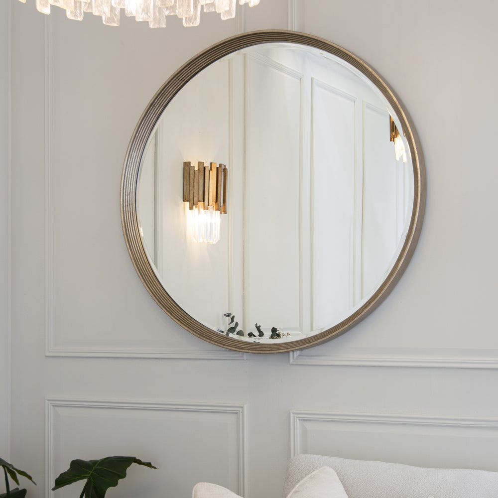 Flare Antique Silver Wall Mirror Roomset