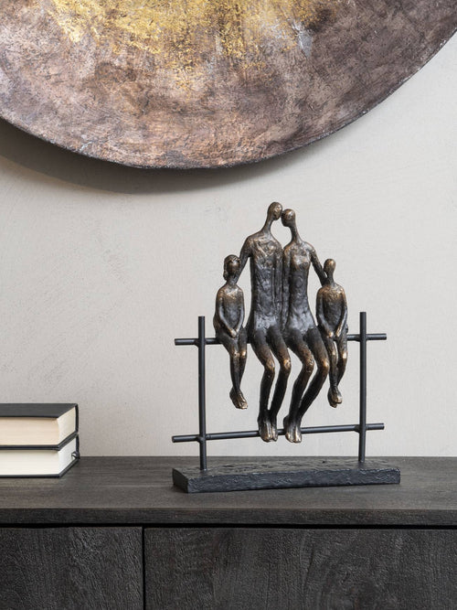 Duxford Antique Bronze Bench Family of Four Sculpture