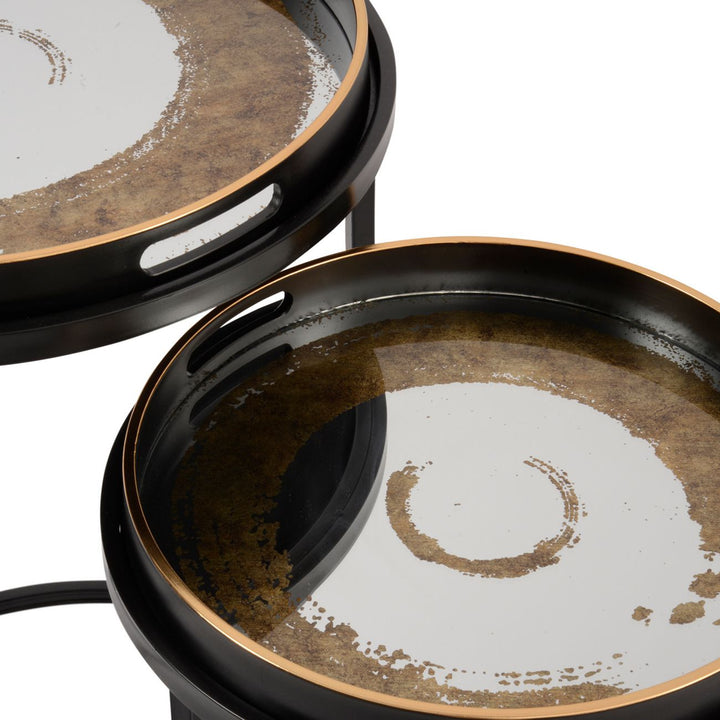 Gold and Black Swirl Tables (Set of 2)