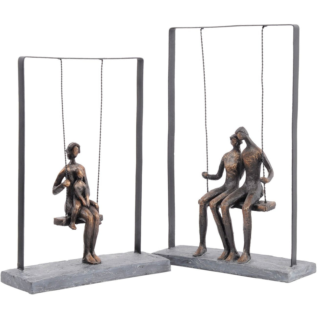 Couple Sitting on Swing Bronze Figurative Sculpture