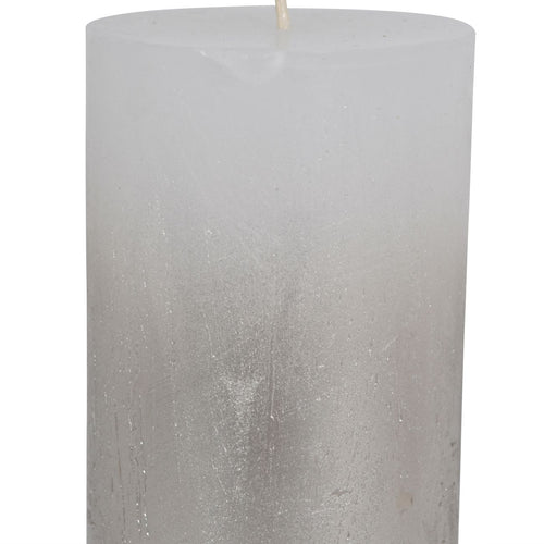 Libra White Pillar Candle With Metallic Silver Ombre Base 7x19cm